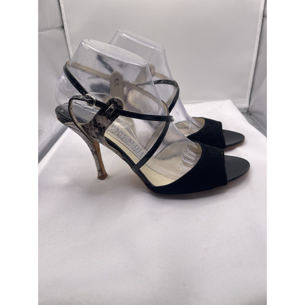 Pancaldi for Diane B Womens Black Suede Snakeskin High‎ Heels Size 10 bin1